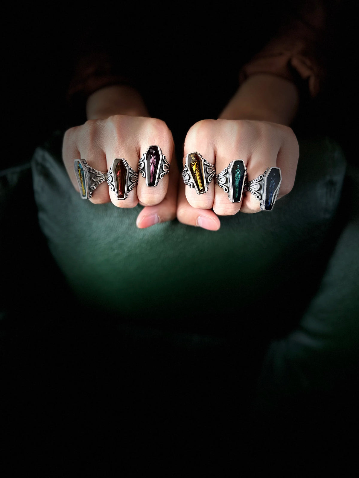 3 Color Coffin Mummy Ring 316L Stainless Steel Jewelry Punk Biker Style Ring Size 7-13 Personal Design