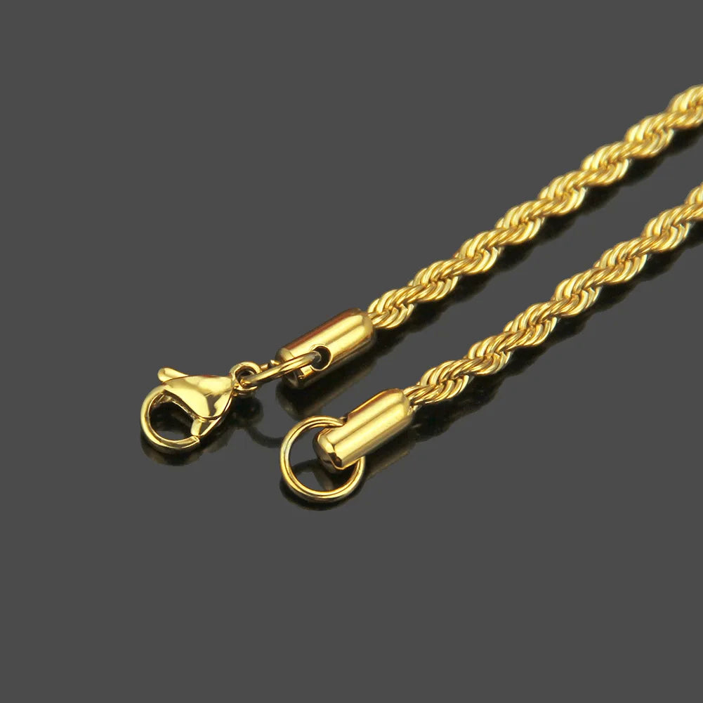 HNSP 316L Stainless Steel Versatile Twist Rope Gold Color Chain Necklace For Women Choker Chain Waterpro Jewelry Accessories