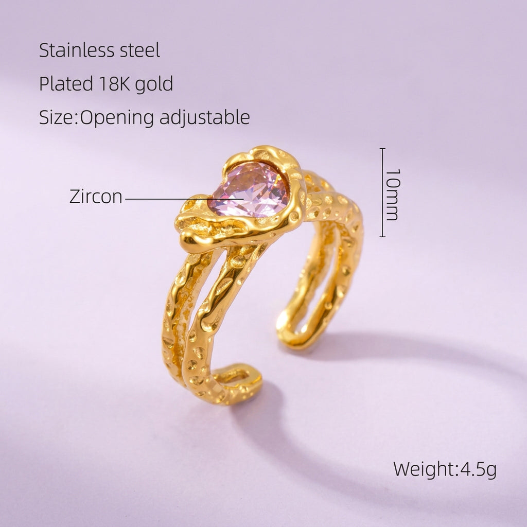 Rings Dainty Irregular Crystal Adjustable
