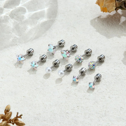 5 Pairs 316L Stainless Steel Screw Back Earrings Set for Women, 20G Hypoallergenic Stud Earrings for Sensitive Ear