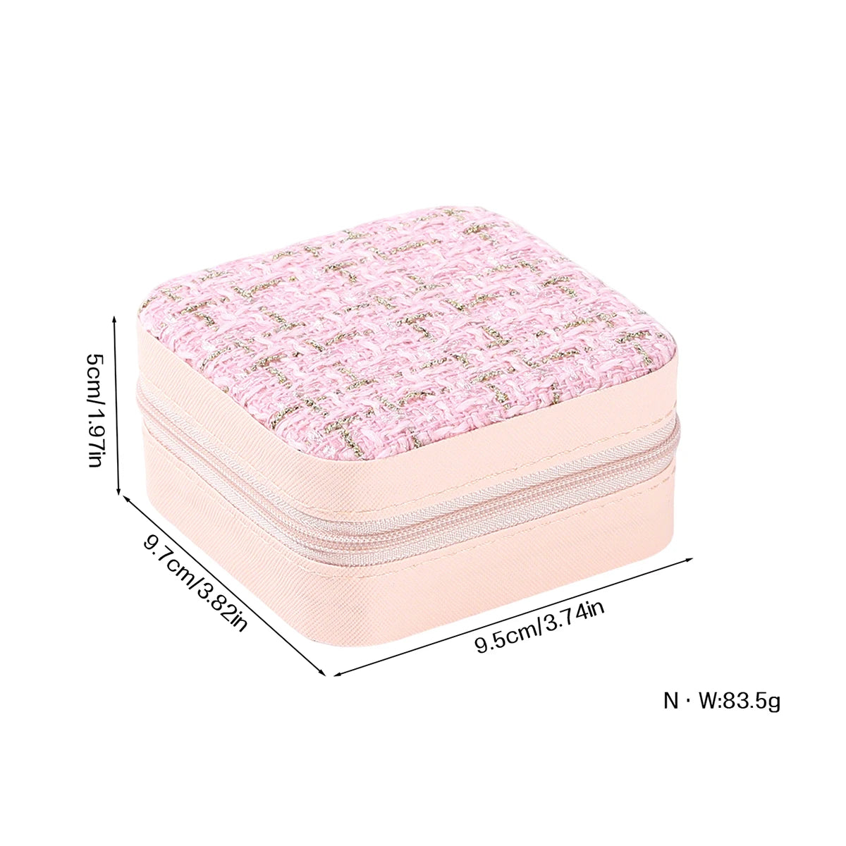 Small Plaid Fabric Travel Jewelry Box Portable Jewellery Storage Organizer Case For Necklace Ring Earring Women Gift Accessories