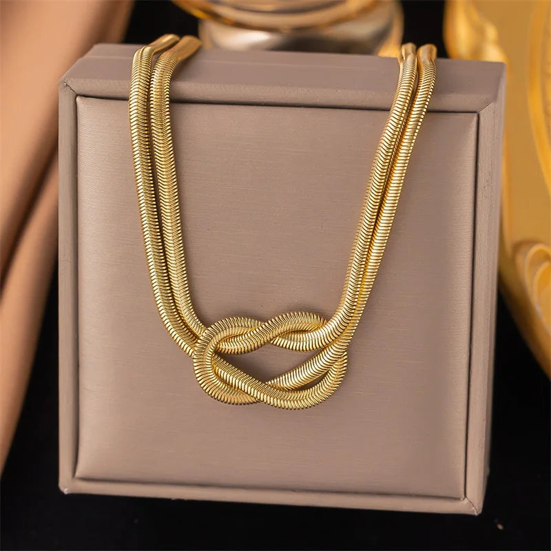 EILIECK 316L Stainless Steel Creative Snakehead Necklace For Women Trendy Shining Zircon Neck Chain Waterproof Jewelry Gift