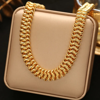 EILIECK 316L Stainless Steel Gold Silver Color Thick Chunky Chain Necklace For Women Hip-Hop Punk Collar Neck Chain Jewelry