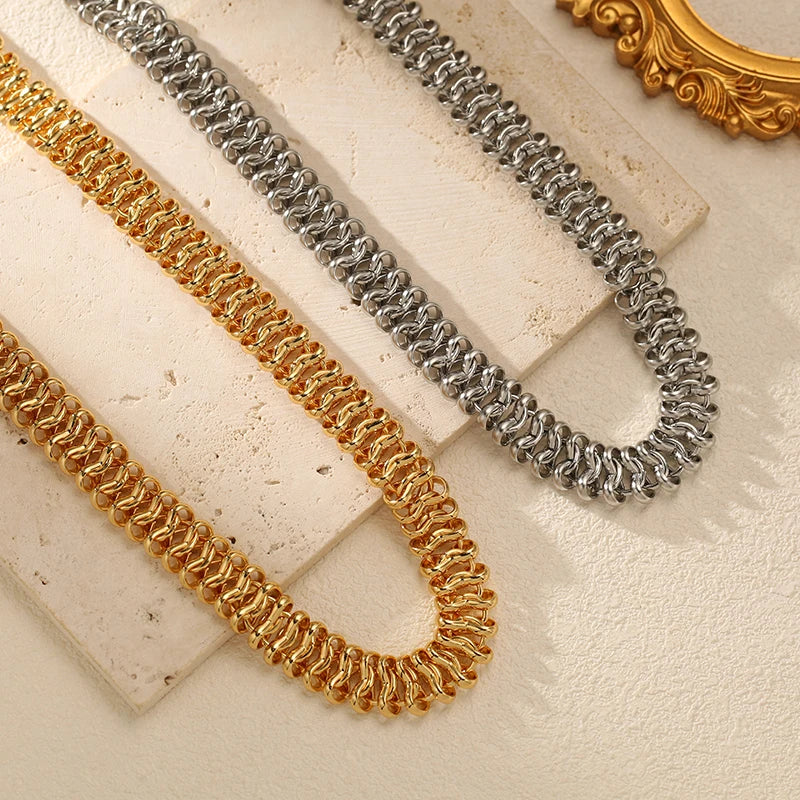EILIECK 316L Stainless Steel Gold Silver Color Thick Chunky Chain Necklace For Women Hip-Hop Punk Collar Neck Chain Jewelry