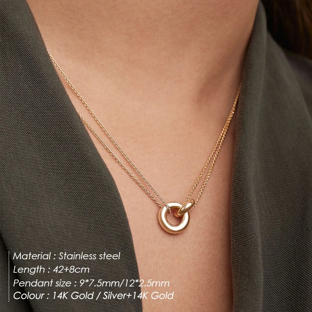 women neckalce 316L Stainless Steel two-color pendant Necklaces For Women Chokers Trend Fashion Festival Party Gift Jewelry