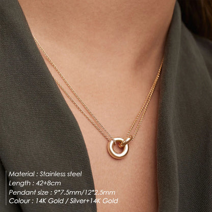 women neckalce 316L Stainless Steel two-color pendant Necklaces For Women Chokers Trend Fashion Festival Party Gift Jewelry