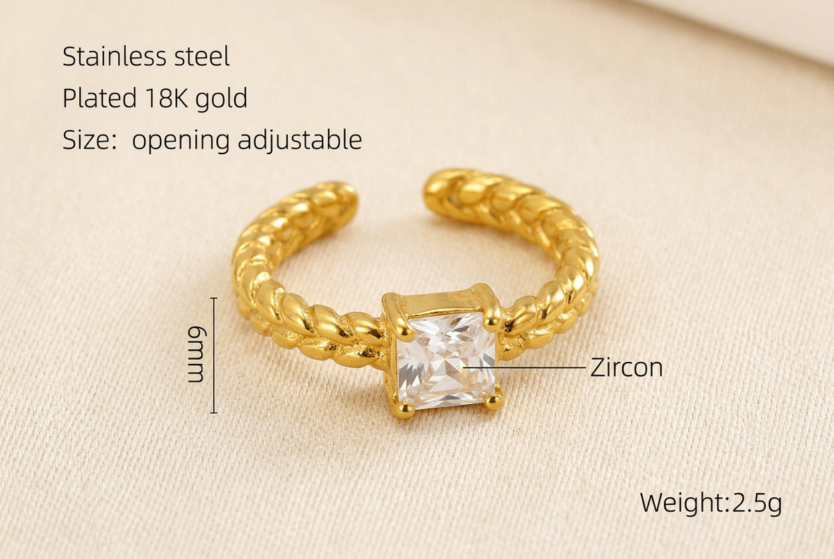 Rings Dainty Irregular Crystal Adjustable