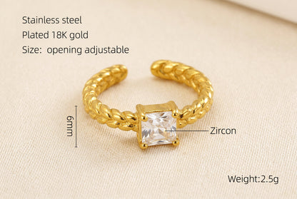 Rings Dainty Irregular Crystal Adjustable