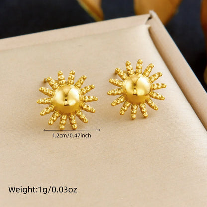 DIEYURO 316L Stainless Steel Golden Fashion Sun Necklace Earrings Bracelet Set For Women New Classic Waterproof Jewelry Gift