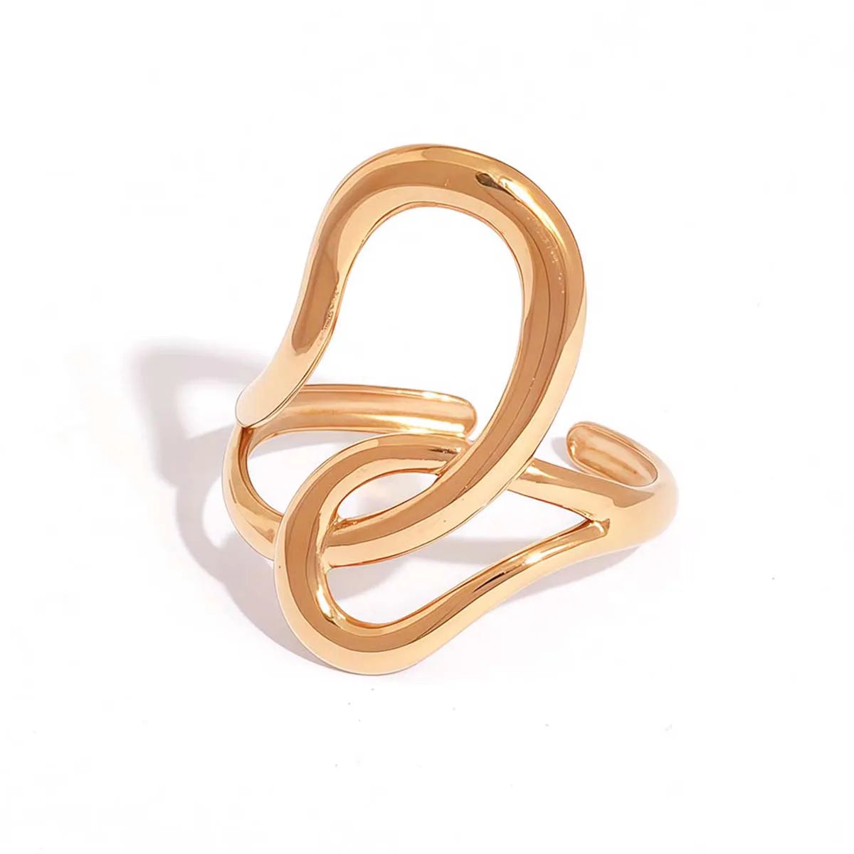 316L Stainless Steel Irregular Rings for Women Men Creative Gold Color Adjustable Opening Ring Female Statement Jewelry Gifts