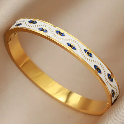 316L Stainless Steel Shell Letter V Bangle for Women Vintage Flower Cross Letter M Bracelets Rust-proof Wrist Jewelry Gift Party