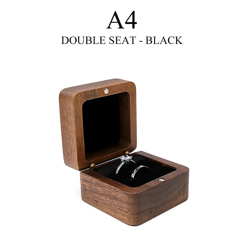 (.) Wood Jewelry Box Wedding Ring Box Earring Rings Organizer Box Gift Package Case