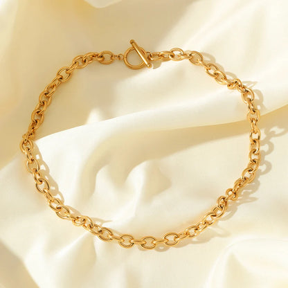 GANPUP 316l Stainless Steel Metal Pearls Chain Choker Necklace For Women Fashion Texture Waterproof Jewelry Neck Chain Gift