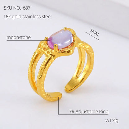 Rings Dainty Irregular Crystal Adjustable