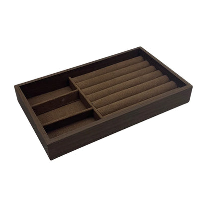 1 Pc, Walnut Wood Pattern Jewelry Box,Jewelry Tray,Suitable for Storing Necklaces, Rings, Earrings, and Ear Studs, Color: Coffee