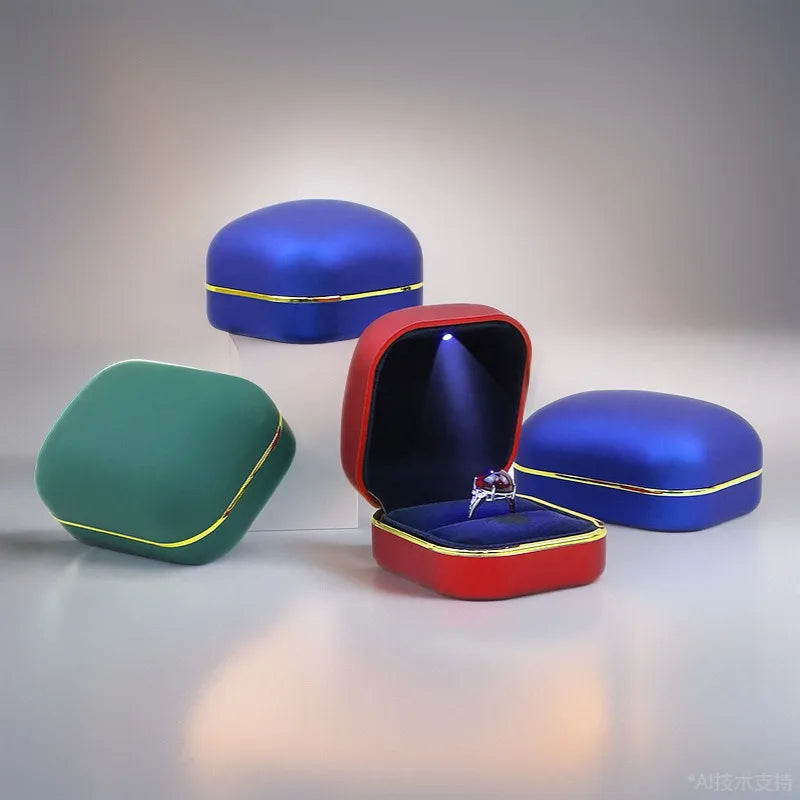 Matte Jewelry Box With LED Light Ring Box Pendant Necklace Jewelry Box High-end Creative Jewelry Packaging Box
