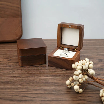 (.) Wood Jewelry Box Wedding Ring Box Earring Rings Organizer Box Gift Package Case