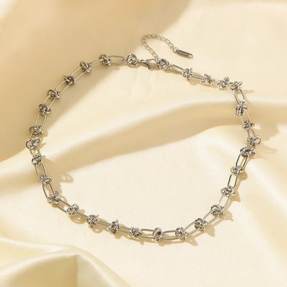 GANPUP 316l Stainless Steel Metal Pearls Chain Choker Necklace For Women Fashion Texture Waterproof Jewelry Neck Chain Gift