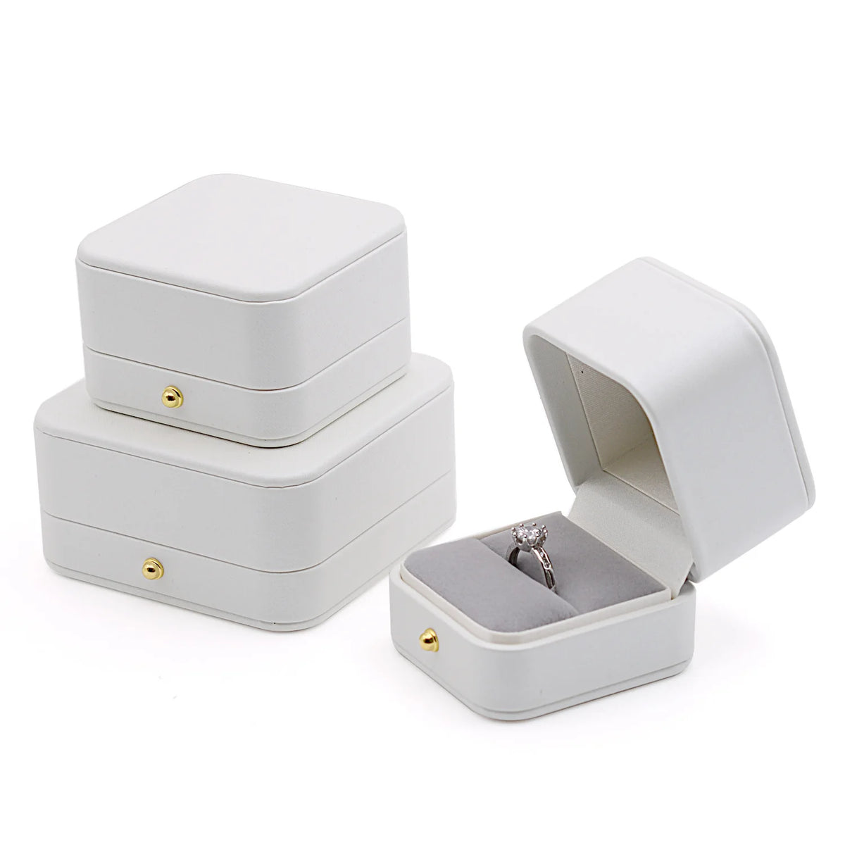 Leather White Jewelry Storage Box