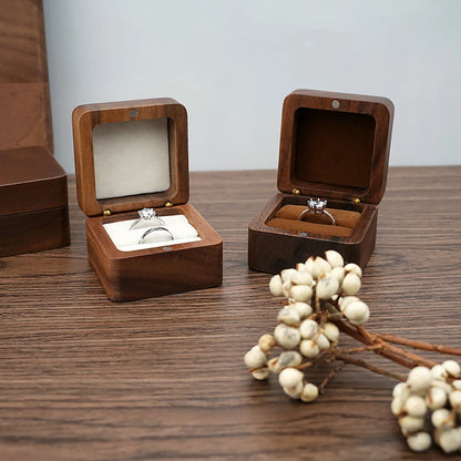 (.) Wood Jewelry Box Wedding Ring Box Earring Rings Organizer Box Gift Package Case