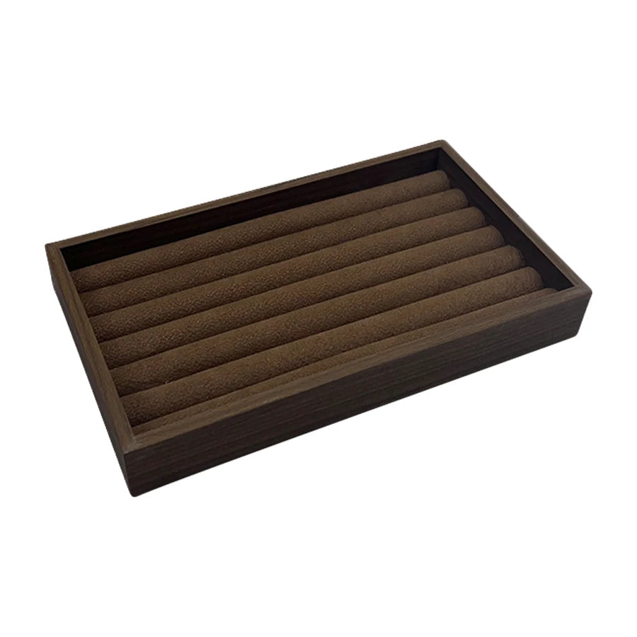 1 Pc, Walnut Wood Pattern Jewelry Box,Jewelry Tray,Suitable for Storing Necklaces, Rings, Earrings, and Ear Studs, Color: Coffee