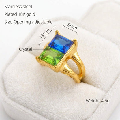 Rings Dainty Irregular Crystal Adjustable