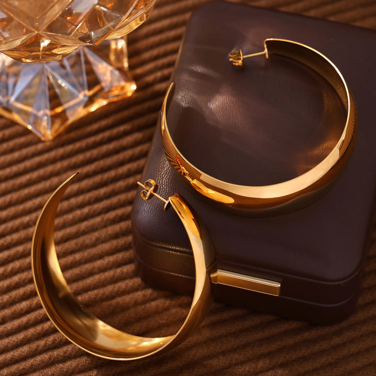 316L Stainless Steel Simple Large Hoop Earrings For Women 18k Gold Plated Glossy Surface Hyperbole Women's Hoops Female Earring