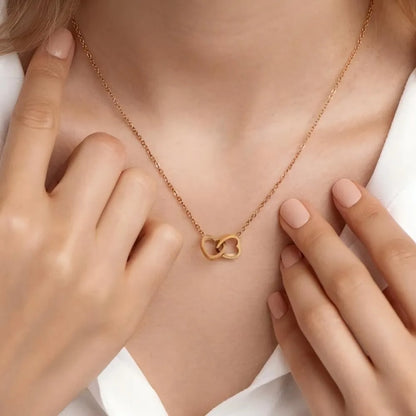 Minimalist Double Hearts 316L Stainless Steel Pendant Necklace Charm Chains Jewelry for Women Romantic Valentine's Gift
