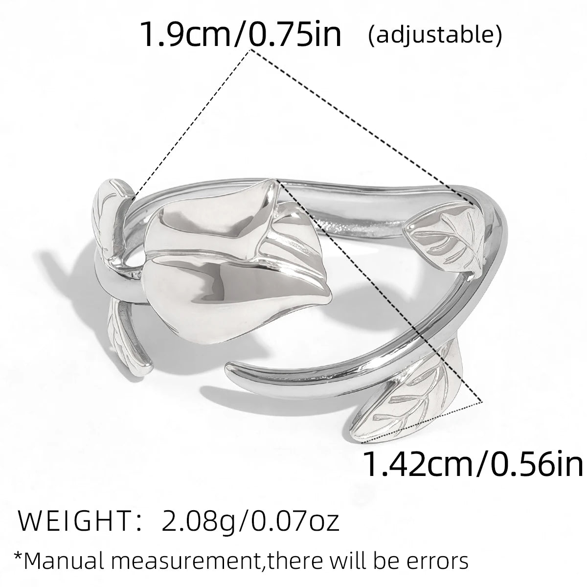 316L Stainless Steel Flower Adjustable Opening Fashion Rings Waterproof Metal Tarnish Resistant Jewelry for Women Bijoux