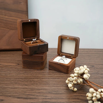 (.) Wood Jewelry Box Wedding Ring Box Earring Rings Organizer Box Gift Package Case