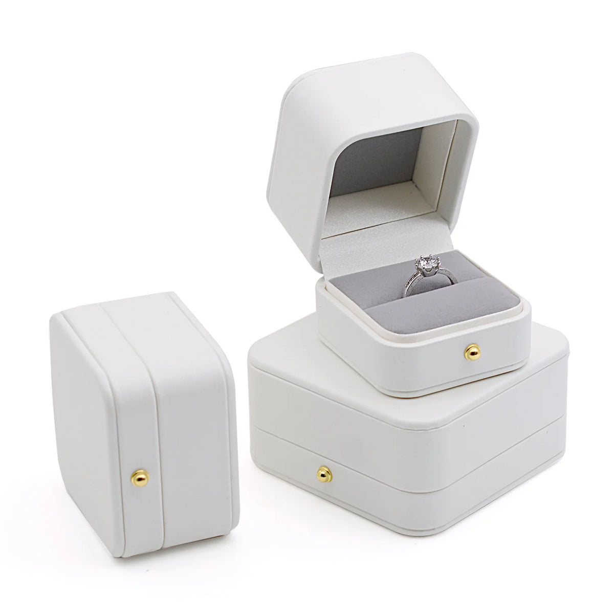 Leather White Jewelry Storage Box