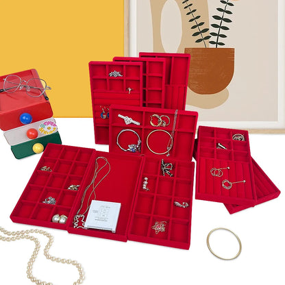 1PC, Flocking Jewelry Box Jewelry Tray, Color: Red