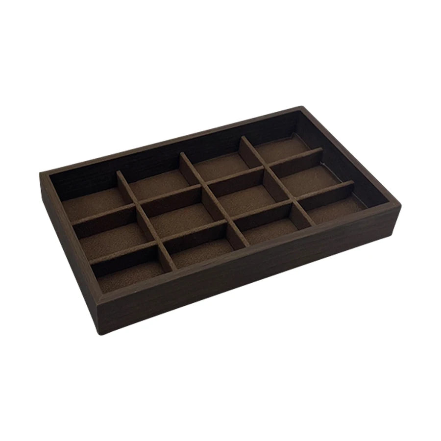 1 Pc, Walnut Wood Pattern Jewelry Box,Jewelry Tray,Suitable for Storing Necklaces, Rings, Earrings, and Ear Studs, Color: Coffee