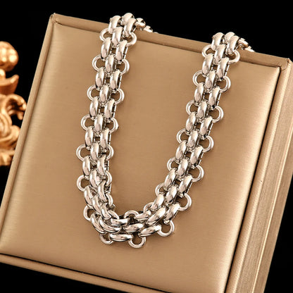 EILIECK 316L Stainless Steel Gold Silver Color Thick Chunky Chain Necklace For Women Hip-Hop Punk Collar Neck Chain Jewelry