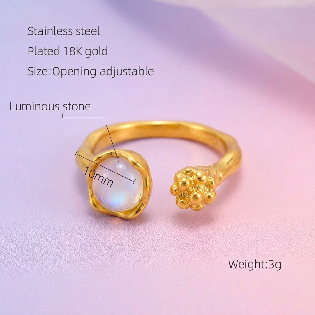 Rings Dainty Irregular Crystal Adjustable
