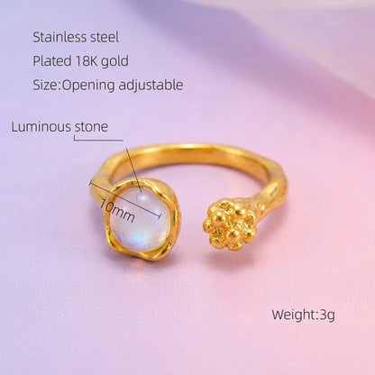 Rings Dainty Irregular Crystal Adjustable