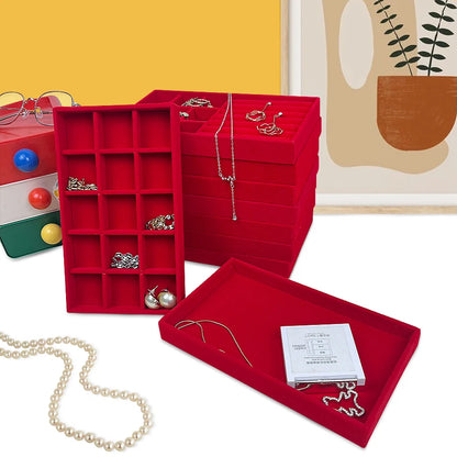 1PC, Flocking Jewelry Box Jewelry Tray, Color: Red