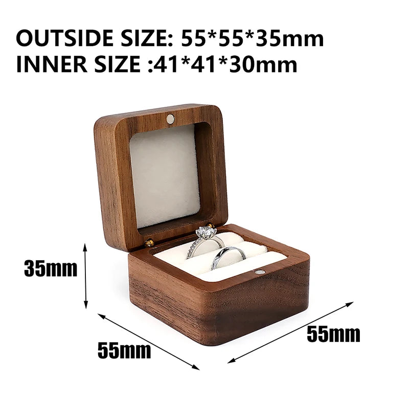 (.) Wood Jewelry Box Wedding Ring Box Earring Rings Organizer Box Gift Package Case