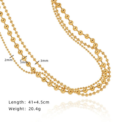 RHYSONG 316L Stainless Steel With 18K Gold Plated PVD Unique Layered  Beads Chain Necklace For Women Fashion Gold Silver Jewelry