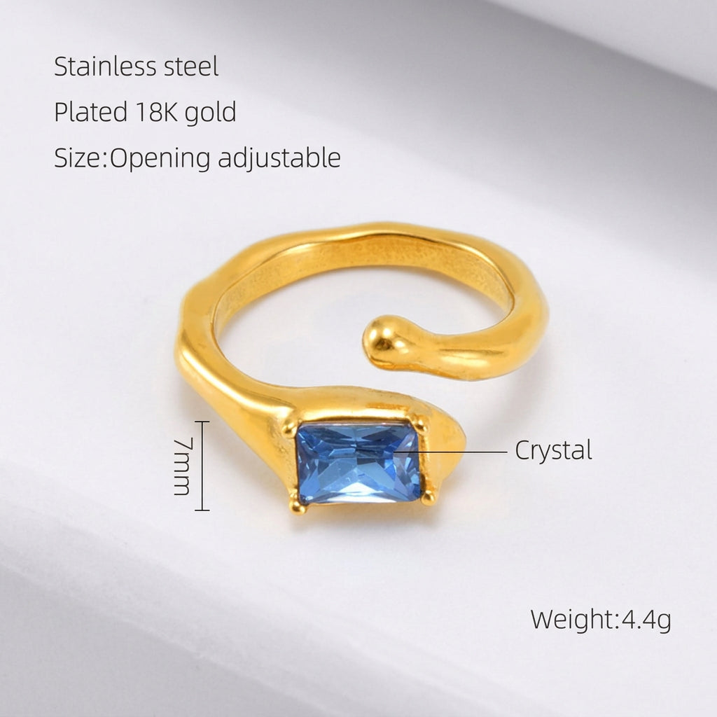 Rings Dainty Irregular Crystal Adjustable