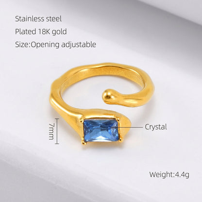 Rings Dainty Irregular Crystal Adjustable
