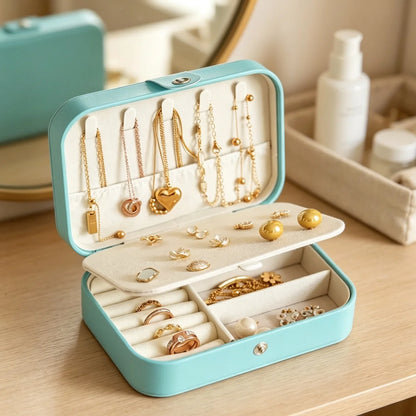 Fabric Jewelry Box Portable Travel Storage Case Multi‑Compartment Holder For Rings Earrings Necklaces Home Travel Organizer