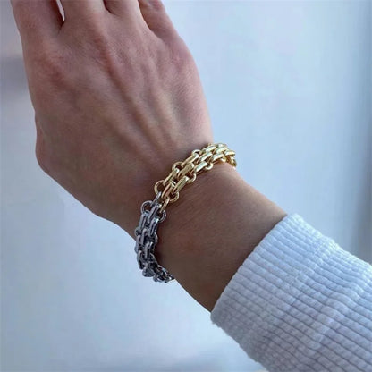 316L Stainless Steel Hip Hop Chic Necklace Bracelet for Men Women Gold Plated Aestethic Fashion Jewelry