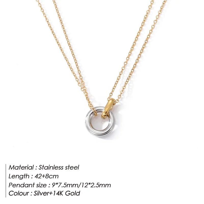 women neckalce 316L Stainless Steel two-color pendant Necklaces For Women Chokers Trend Fashion Festival Party Gift Jewelry