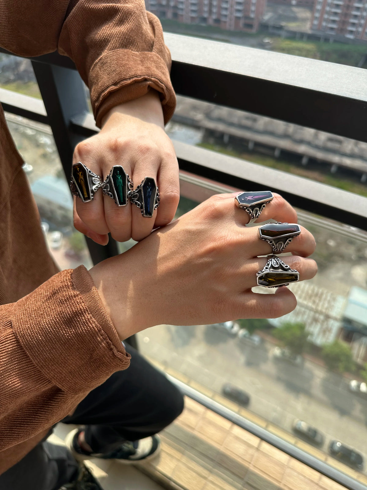 3 Color Coffin Mummy Ring 316L Stainless Steel Jewelry Punk Biker Style Ring Size 7-13 Personal Design