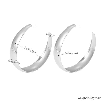 316L Stainless Steel Simple Large Hoop Earrings For Women 18k Gold Plated Glossy Surface Hyperbole Women's Hoops Female Earring