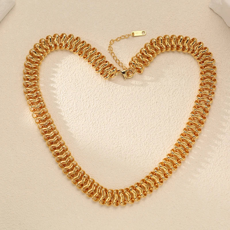 EILIECK 316L Stainless Steel Gold Silver Color Thick Chunky Chain Necklace For Women Hip-Hop Punk Collar Neck Chain Jewelry