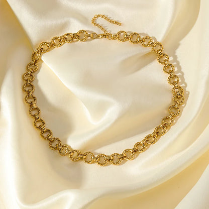 GANPUP 316l Stainless Steel Metal Pearls Chain Choker Necklace For Women Fashion Texture Waterproof Jewelry Neck Chain Gift