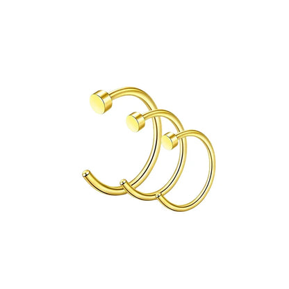 3Pcs 20G Fake Nose Rings for Women Men, 316L Stainless Steel Clip On Nose Ring Non Piercing Nose Piercing Jewelry Faux Nose Stud